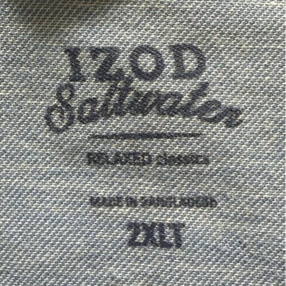 Izod Saltwater 2XLT Seaport Poplin Mens Short Sleeve Button Plaid Shirt Relaxed - Picture 5 of 6